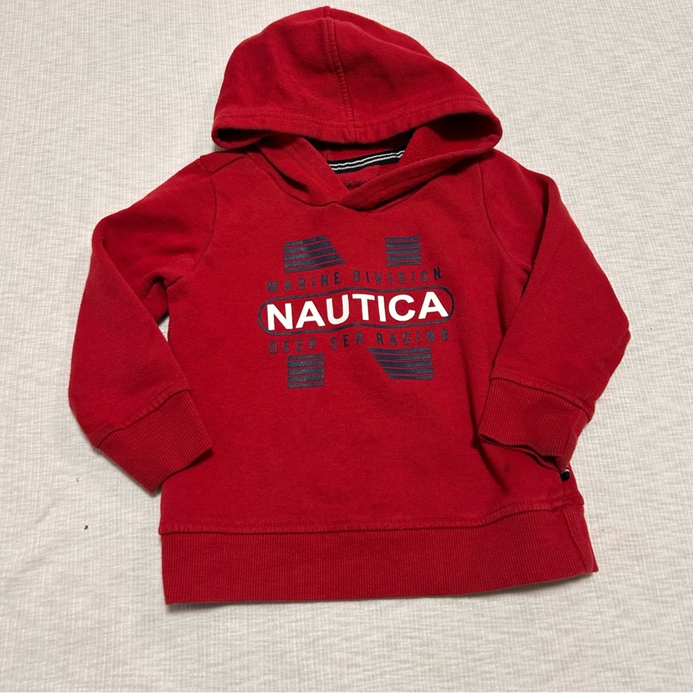 Nautica Red Hoodie Front Logo 24 Months Spell Out Pocket